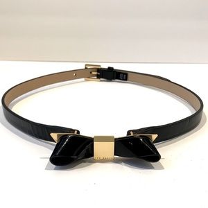 Ted Baker Skinny Bow Leather Belt Black Size:2/3